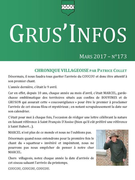 Grus'Infos n°173 - Mars 2017