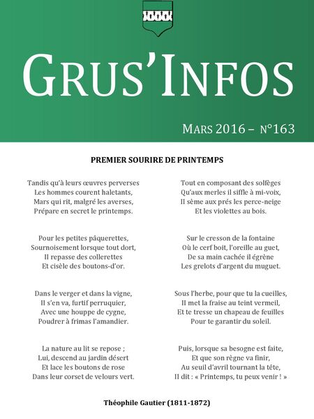 Grus'Infos n°163 - Mars 2016